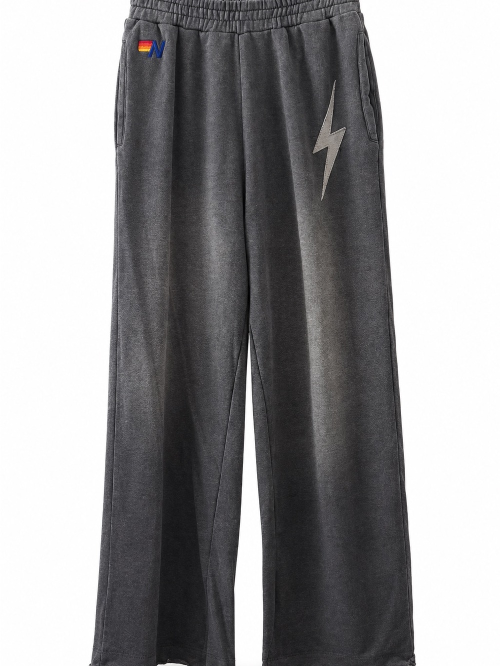 Aviator Nation Charcoal Gray Bolt Sweatpants Wide Leg Size M Made USA